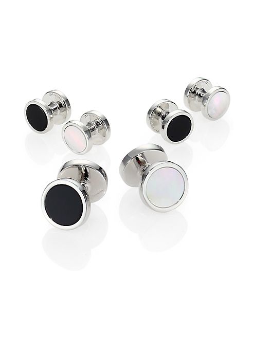 David Donahue - Sterling Silver, Onyx & Mother of Pearl Reversible Stud Set