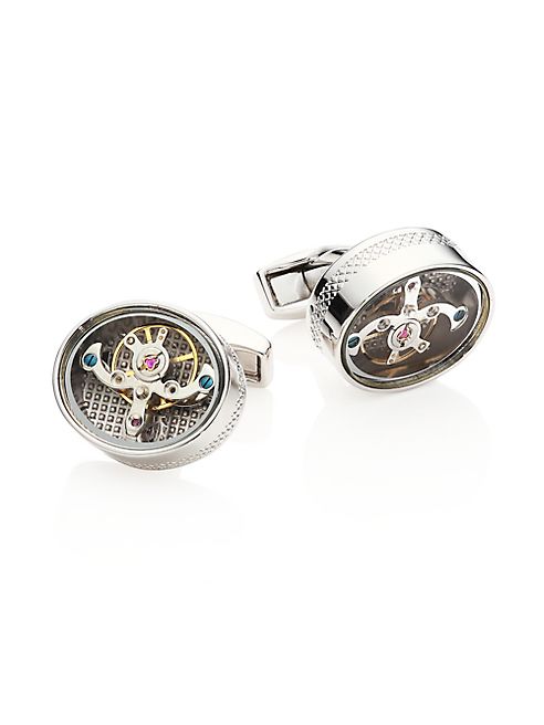 Tateossian - Rhodium-Plated Oval Cuff Links