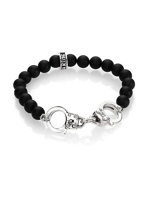 King Baby Studio - Onyx Beaded Handcuff Bracelet