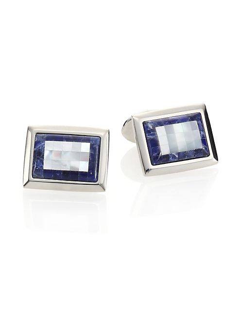 David Donahue - Sterling Silver, Sodalite & Mother of Pearl Cuff Links