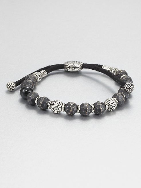 John Hardy - Black Tourmaline, Sterling Silver and Black Bronze Bead Bracelet