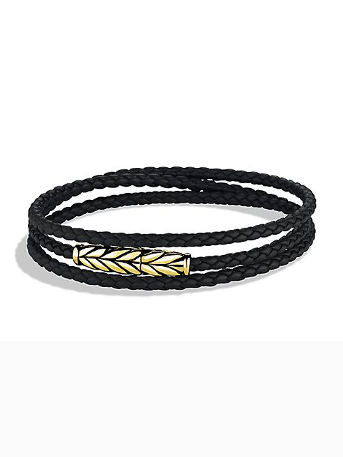 David Yurman - 18-Karat Gold & Leather Wrap Bracelet