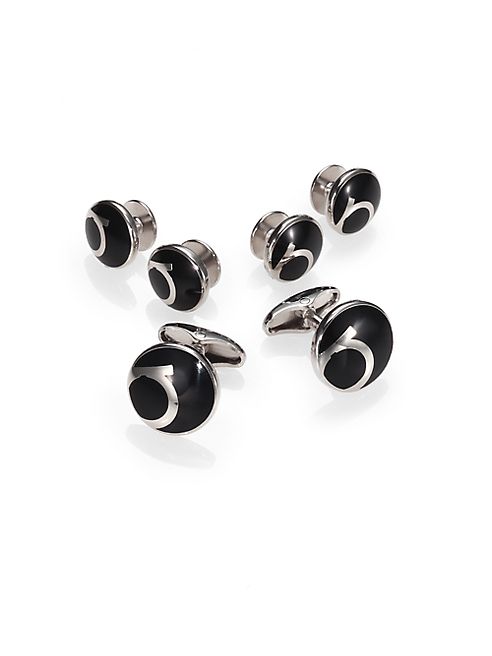 Salvatore Ferragamo - Enamel Gancini Cuff Link & Shirt Stud Set