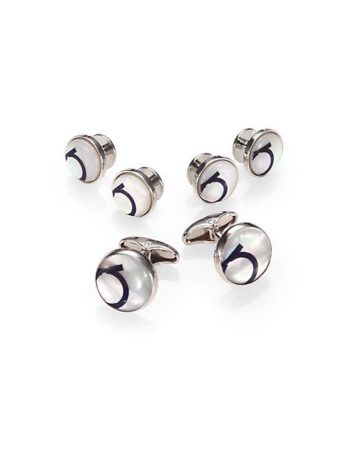 Salvatore Ferragamo - Mother-Of-Pearl Gancini Cuff Link & Shirt Stud Set