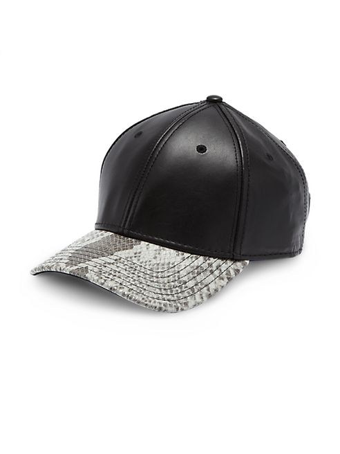 Gents - Python-Embossed Brim Leather Baseball Cap