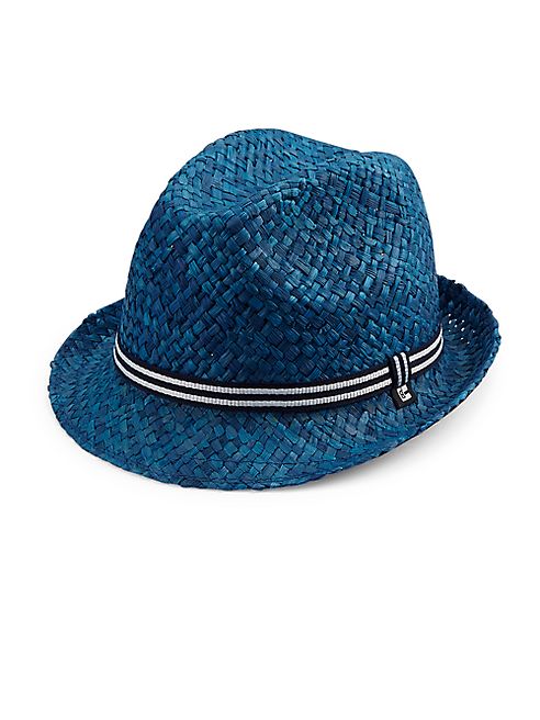 Block Headwear - Striped Band Straw Fedora