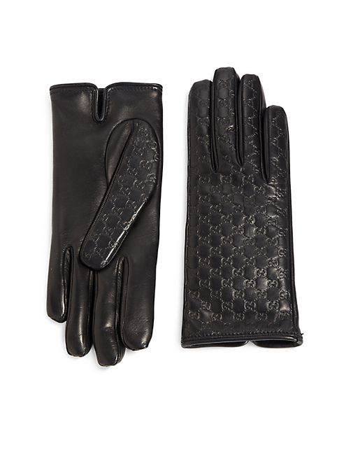 Gucci - Logo-Embossed Leather Gloves