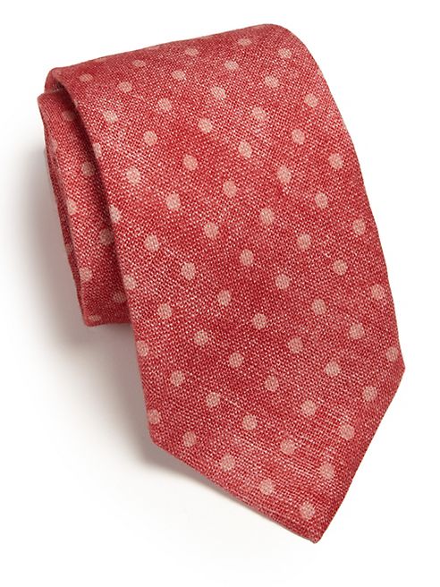 ISAIA - Dot-Print Silk & Wool Tie