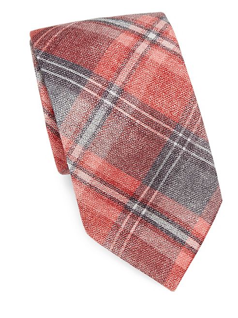 ISAIA - Large Plaid-Print Wool & Silk Tie