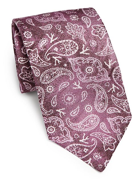 ISAIA - Faded Paisley Linen & Silk Tie