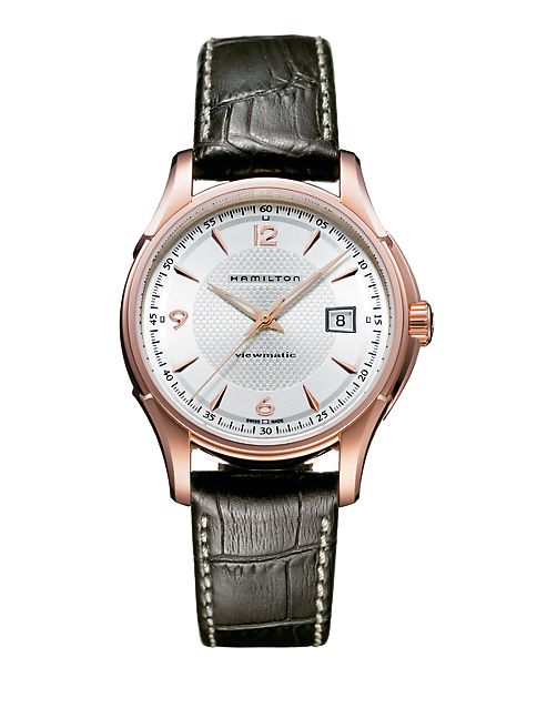 Hamilton - Jazzmaster Viewmatic Auto Rose-Goldtone Stainless Steel & Embossed Leather Strap Watch