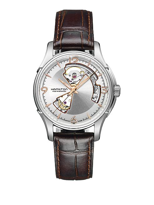 Hamilton - Jazzmaster Open Heart Auto Stainless Steel & Embossed Leather Strap Watch