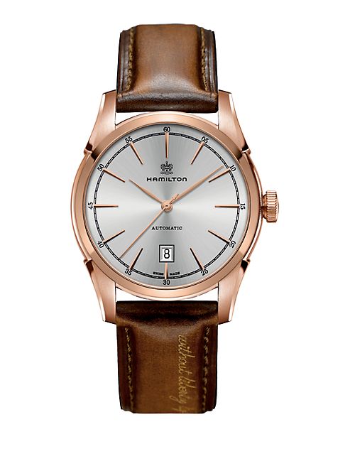 Hamilton - Timeless Classic Spirit Of Liberty Auto Rose-Goldtone Stainless Steel & Leather Strap Watch