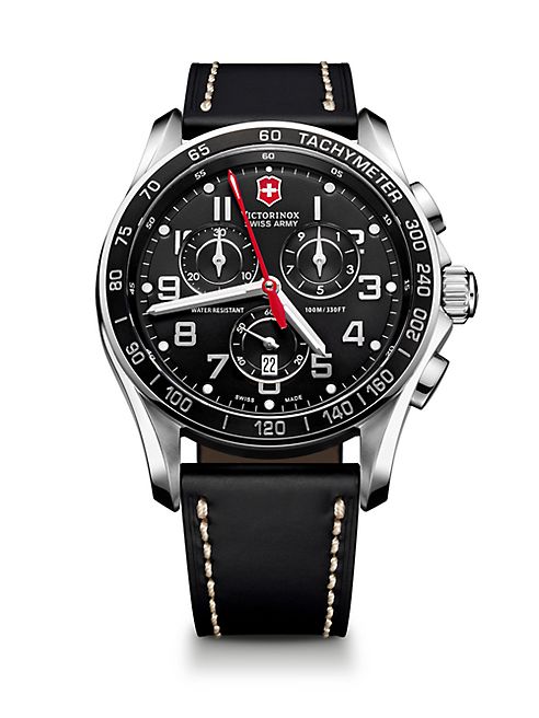 Victorinox Swiss Army - Chrono Classic XLS Stainless Steel & Leather Chronograph Strap Watch