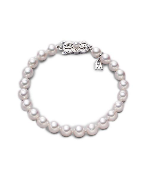 Mikimoto - 6.5MM-7MM White Cultured Akoya Pearl & 18K White Gold Strand Bracelet