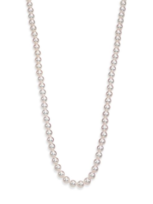 Mikimoto - Basic 7MM-7.5MM White Cultured Akoya Pearl & 18K White Gold Strand Necklace/40