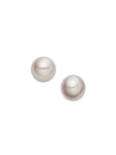 Mikimoto - 4.5MM White Cultured Akoya Pearl & 18K Yellow Gold Classic Stud Earrings