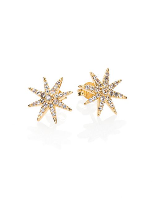 Elizabeth and James - Compass Rose Pavé White Topaz Stud Earrings