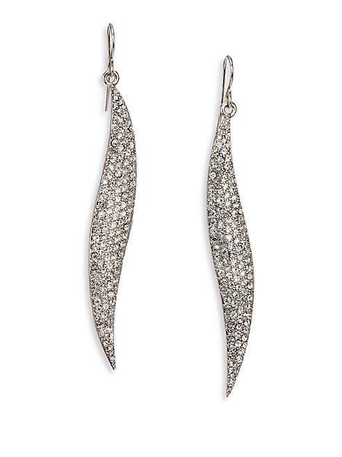 ABS by Allen Schwartz Jewelry - Pavé Wave Drop Earrings/Silvertone