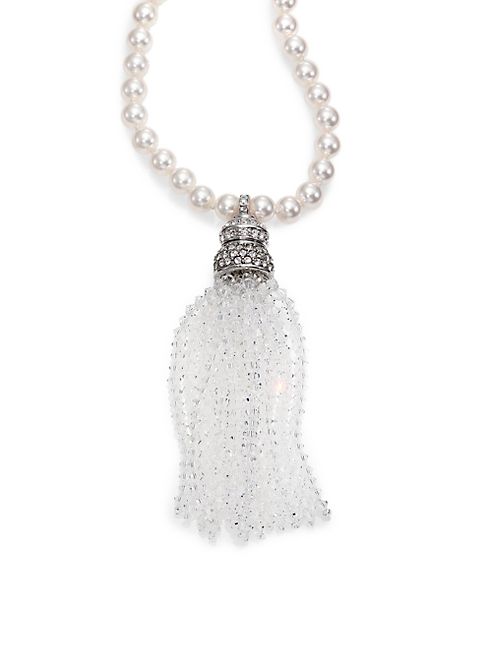 Oscar de la Renta - Bridal Faux Pearl & Crystal Tassel Pendant Necklace