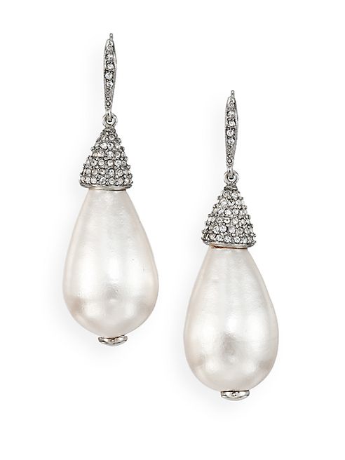 Oscar de la Renta - Bridal Faux Pearl & Crystal Teardrop Earrings