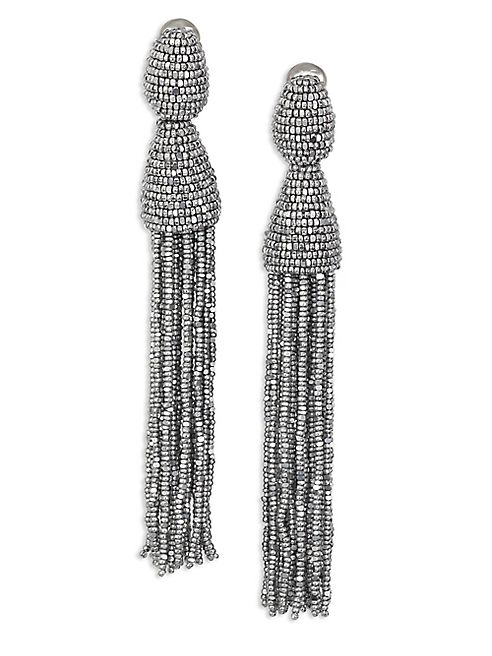 Oscar de la Renta - Long Beaded Tassel Clip-On Earrings