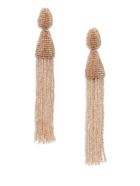 Oscar de la Renta - Long Beaded Tassel Clip-On Earrings