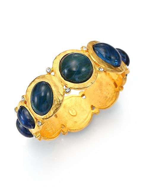 Kenneth Jay Lane - Cabochon Hinged Bangle Bracelet