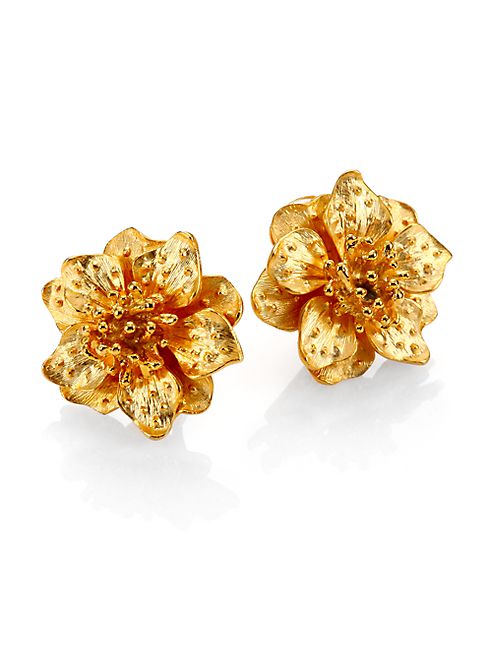 Kenneth Jay Lane - Anemone Flower Clip-On Button Earrings