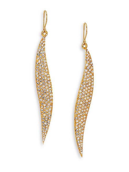 ABS by Allen Schwartz Jewelry - Pavé Wave Drop Earrings/Goldtone