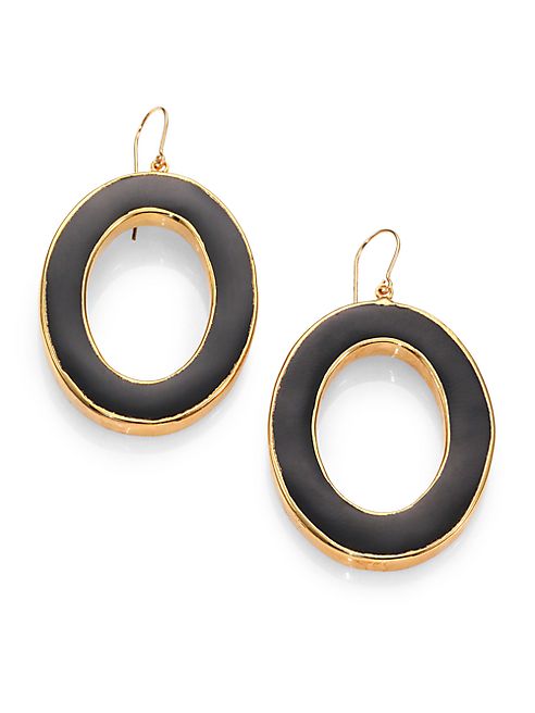 Nest - Black Horn Oval Drop Earrings