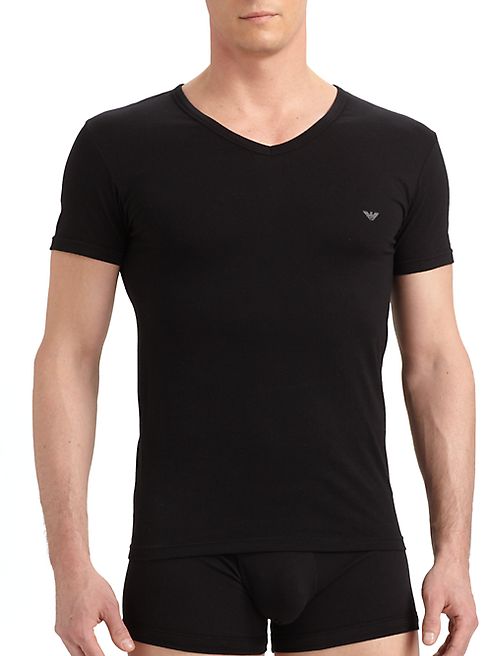 Emporio Armani - Stretch Cotton V-Neck T-Shirt