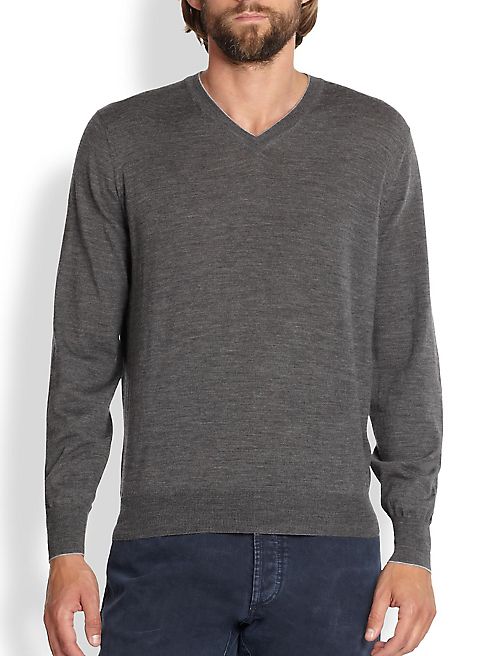 Brunello Cucinelli - Wool/Cashmere V-Neck Sweater