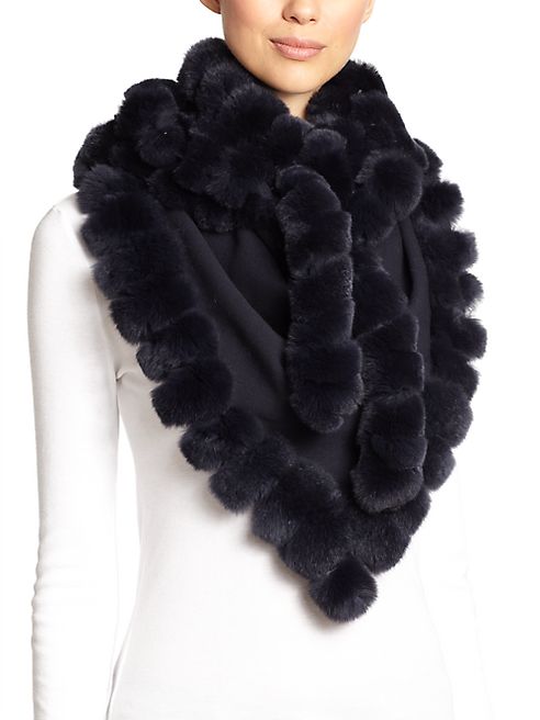 Glamourpuss - Bohemian Rabbit Fur-Trimmed Scarf