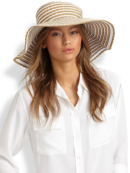 Eric Javits - Striped Grosgrain Ribbon Floppy Hat