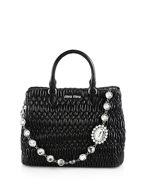 Miu Miu - Nappa Crystal Quilted Leather Tote