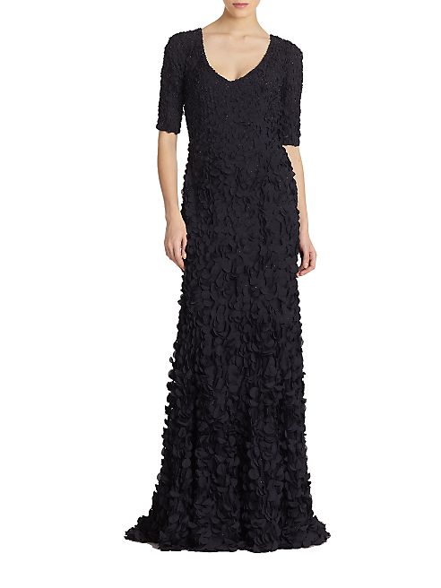 Theia - Petal Elbow-Sleeve Gown