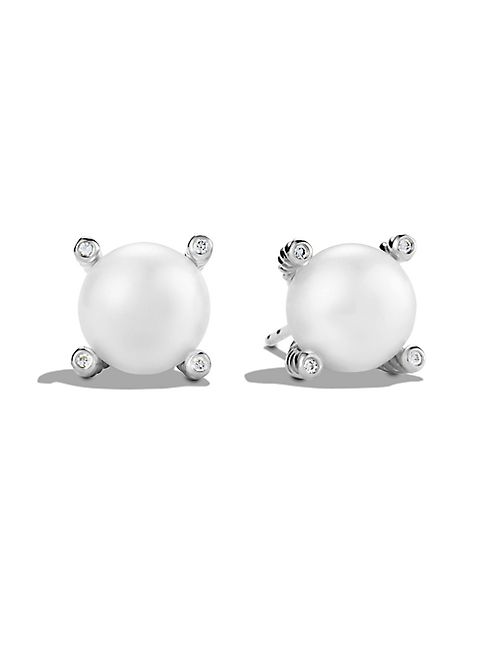 David Yurman - Pearl Earrings with Diamonds