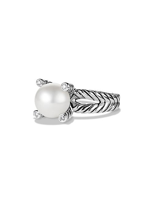 David Yurman - Cable Pearl Ring with Diamonds