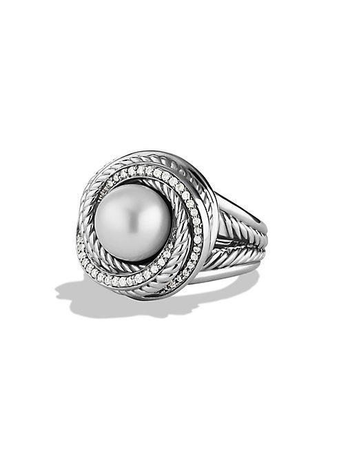 David Yurman - Pearl Crossover Ring with Diamonds