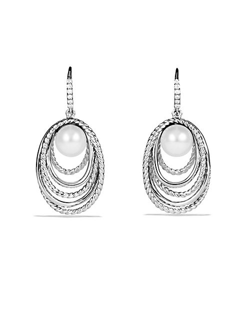 David Yurman - Pearl Crossover Drop Earrings with Diamonds