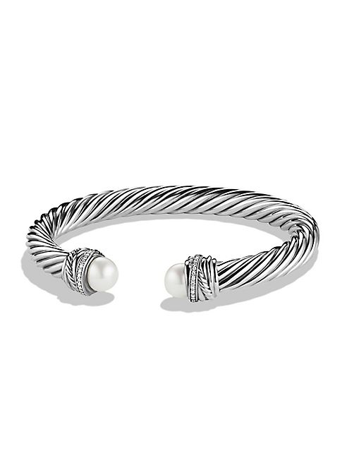 David Yurman - Crossover Bracelet with Pearls and Diamonds