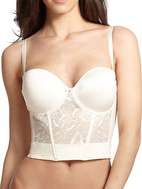 Le Mystere - Sensuelle Lace-Paneled Satin Bustier