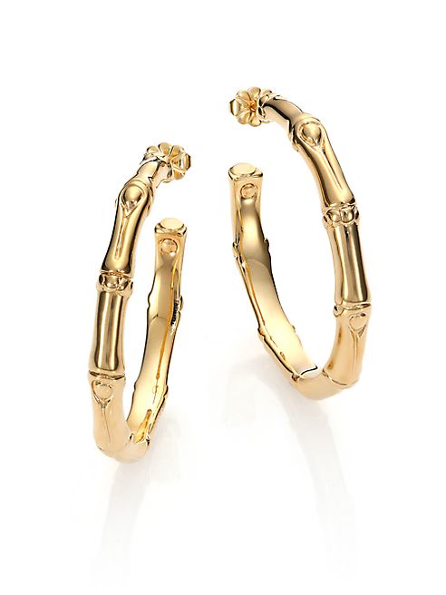 John Hardy - Bamboo 18K Yellow Gold Small Hoop Earrings/1.55