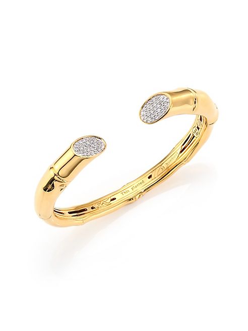 John Hardy - Bamboo Diamond & 18K Yellow Gold Kick Cuff Bracelet