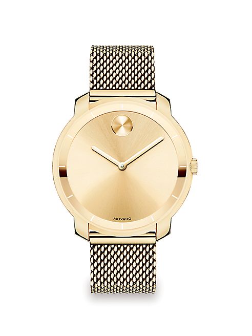 Movado - Bold Goldtone IP Stainless Steel Mesh Bracelet Watch