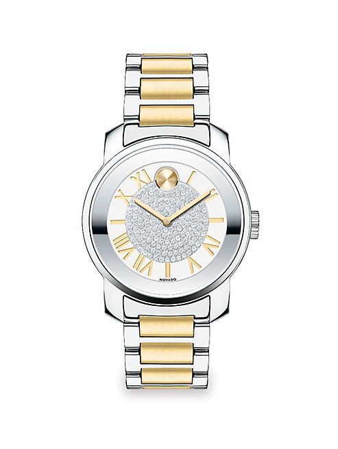 Movado - Bold Luxe Crystal & Two-Tone Stainless Steel Bracelet Watch