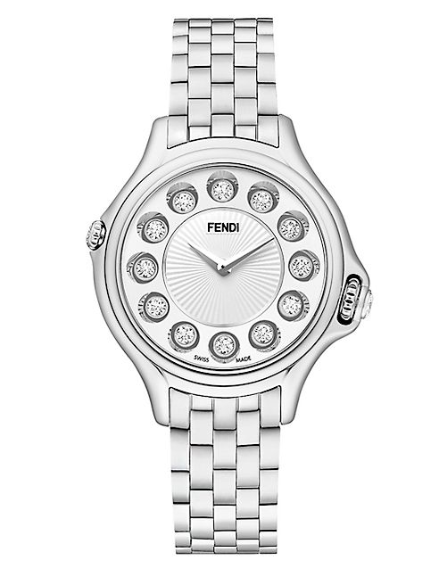 Fendi - Crazy Carats Diamond, Multicolor Topaz & Stainless Steel Small Bracelet Watch/White