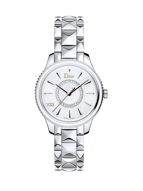 Dior - Dior VIII Montaigne Diamond, Mother-Of-Pearl & Stainless Steel Bracelet Watch