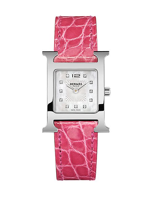 Hermès Watches - Heure H Mother-Of-Pearl, Stainless Steel & Alligator Strap Watch